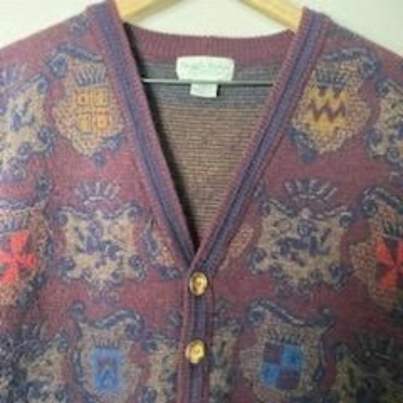 Vintage Tricots St. Raphael Maroon Knit Long Sleeve Cardigan w/ pockets Adult Si - Picture 8 of 13